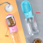 Dog Cat Water Bottle, Portable pet Water Bottle with Food Container, Outdoor Water Dispenser, Leak Proof Water Bottles for Dogs